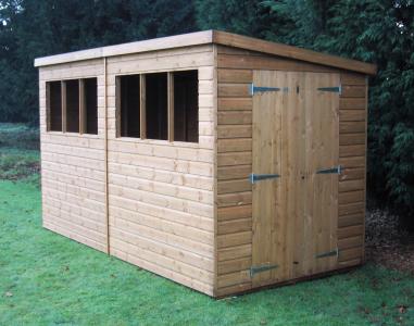 3.6m x 1.8m (12' x 6') Premier Pent Shed with optional double doors